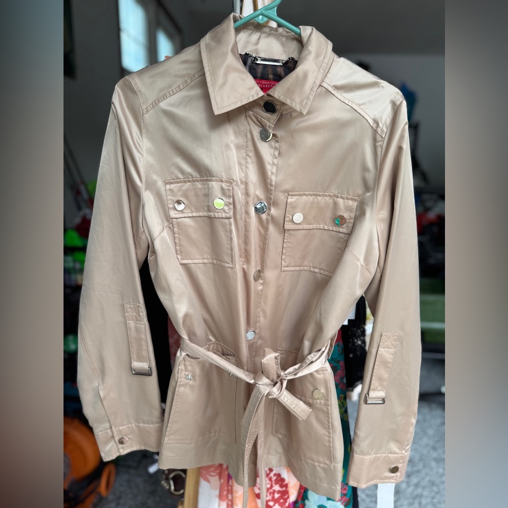 New York & Company Tan Utility Jacket with Belted Waist